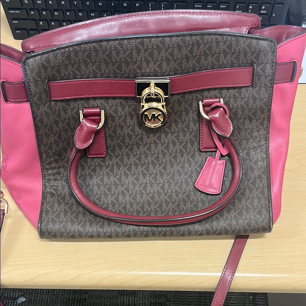 Michael Kors Pink and Brown Signature Bag